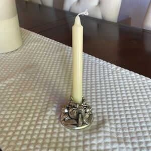 Elegant Silver Candle Holder with full sized cream candle